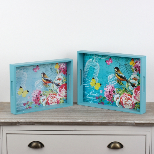 Snídaňový podnos tyrkys 2ks 40x30/36x22,5cm