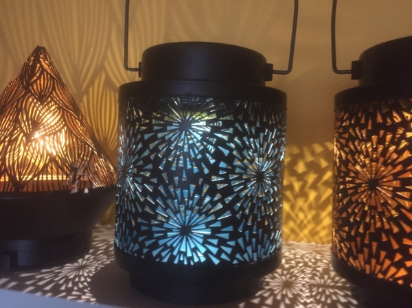 Solární lucerna venkovní 16 cm modrá