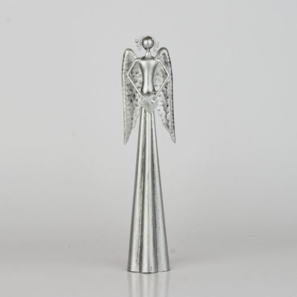 Soška anděl plechový stříbrný 25,5cm