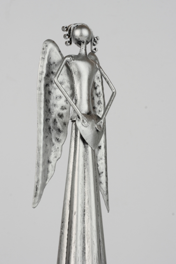 Soška anděl plechový stříbrný 25,5cm