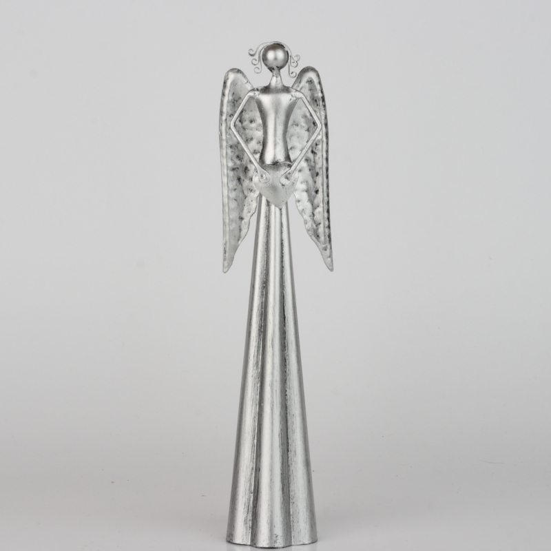 Soška anděl plechový stříbrný 25,5cm