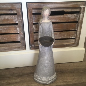 Soška anděl s miskou na svíčku 37cm