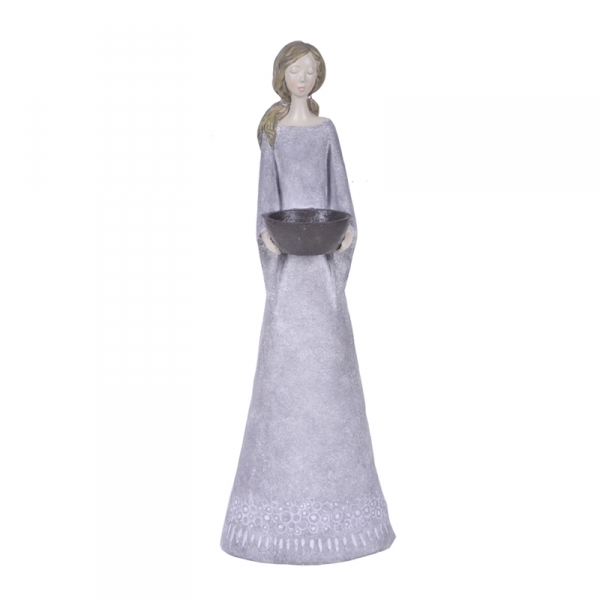 Soška anděl s miskou na svíčku 37cm