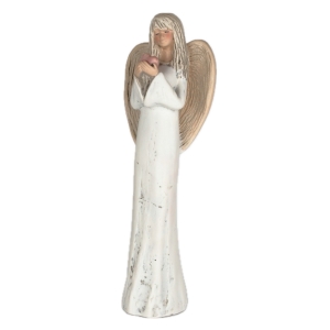 Soška anděl stojící se srdcem 38cm