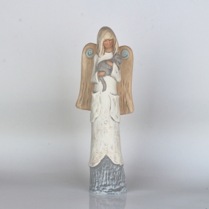 Soška anděla s kočkou 34cm