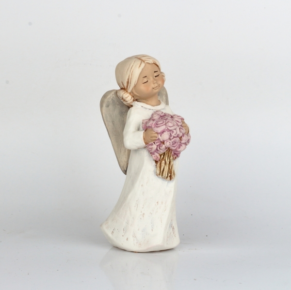 Soška anděla s kyticí 15cm