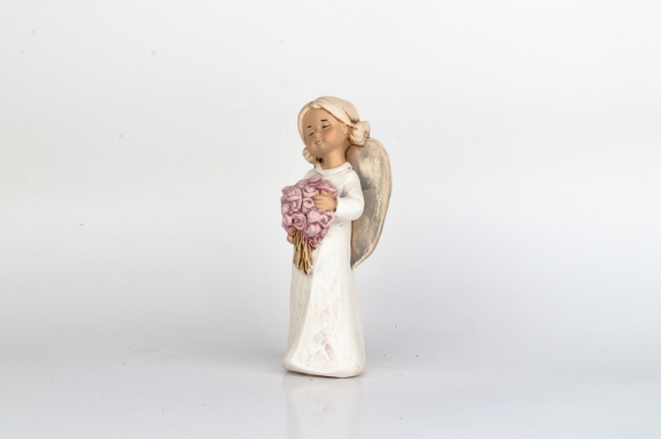 Soška anděla s kyticí 15cm