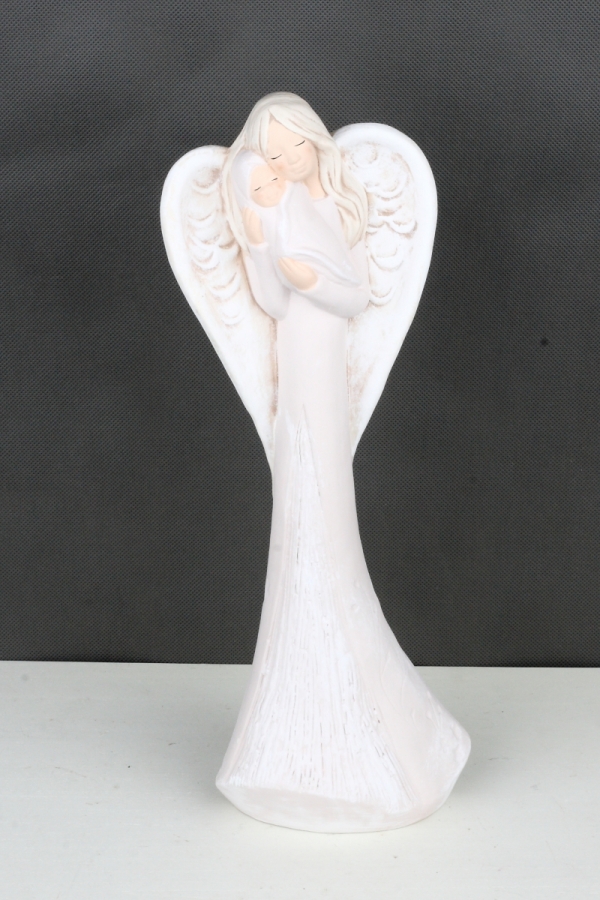 Soška anděla s miminkem Mateřská láska 38cm