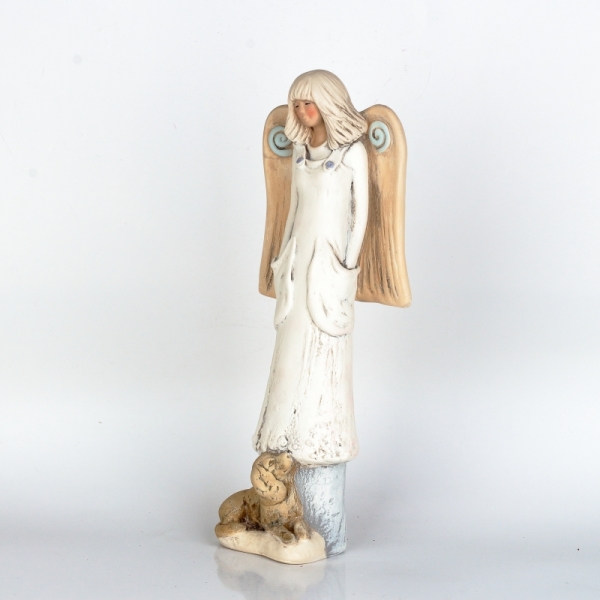 Soška anděla s pejskem 34cm