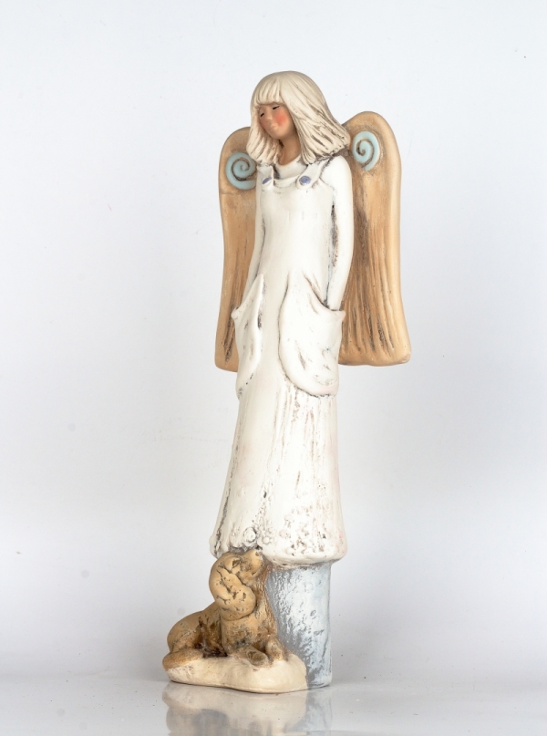 Soška anděla s pejskem 34cm