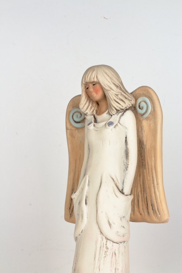 Soška anděla s pejskem 34cm