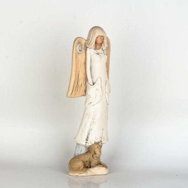 Soška anděla s pejskem 34cm