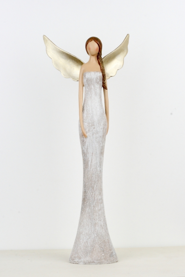 Soška anděla se zlatými křídly 47cm