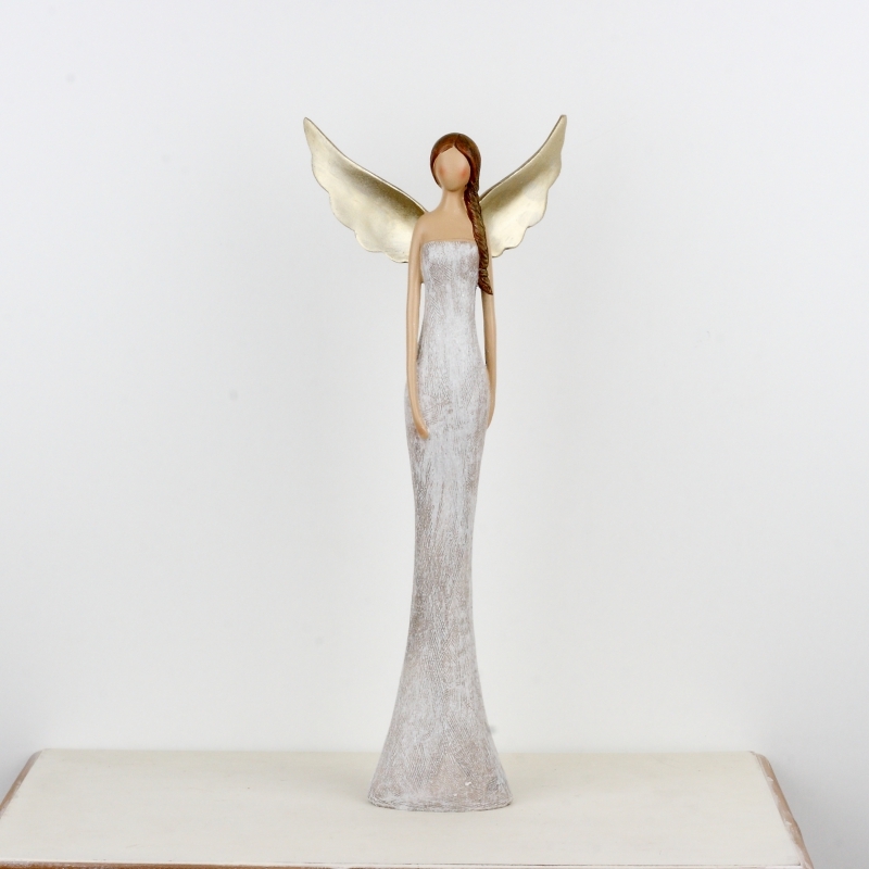 Soška anděla se zlatými křídly 47cm