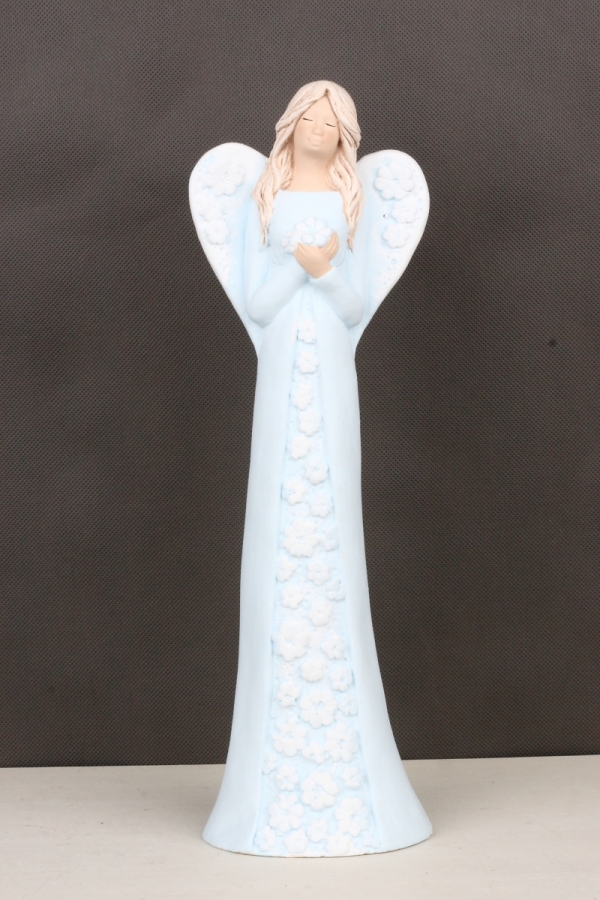 Soška anděla v modrých šatech 38cm