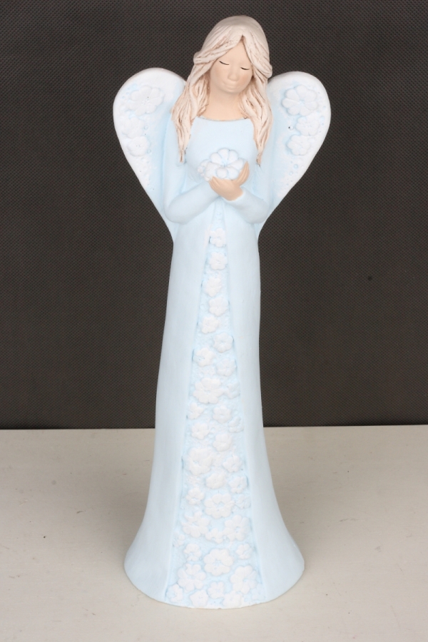 Soška anděla v modrých šatech 38cm