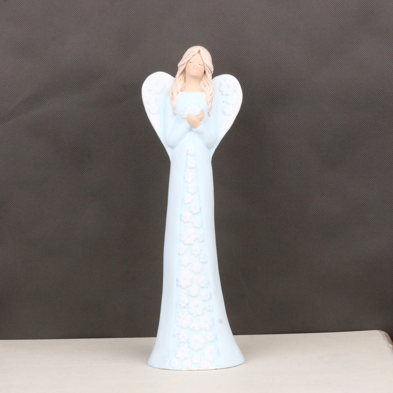 Soška anděla v modrých šatech 38cm