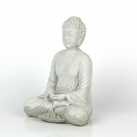 Soška Buddha šedý polyresin 20cm