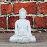 Soška Buddha šedý polyresin 20cm