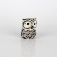 Soška dřevěná sova bílá 6cm