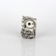 Soška dřevěná sova bílá 6cm