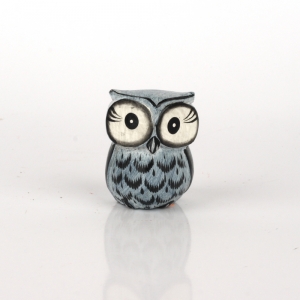 Soška dřevěná sova modrá 6cm