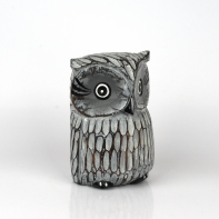 Soška dřevěná sova šedá 21cm