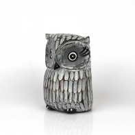 Soška dřevěná sova šedá 21cm