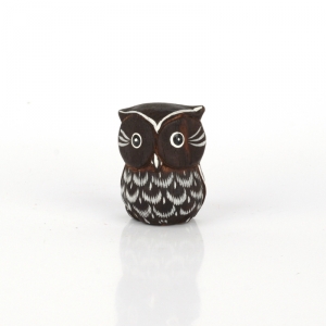 Soška dřevěná sova tmavě hnědá 6cm