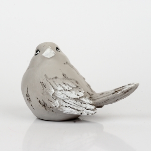 Soška ptáček šedivý 12,5x8x9cm
