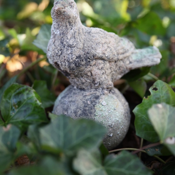 Soška sedící holubice 14,4 x 11,1 x 25,8 cm keramika s patinou