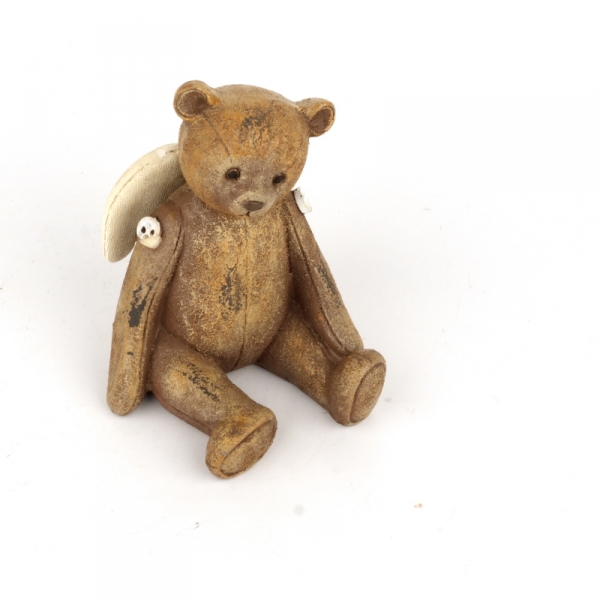 Soška sedící medvídek s křídly 7x9x11cm