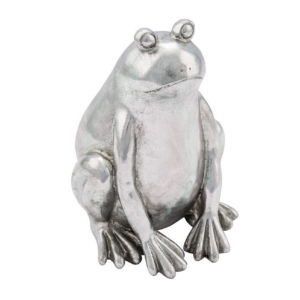 Soška žába 20 x20 x 30 cm stříbrná