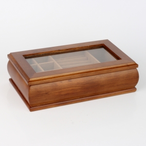 Šperkovnice dřevěná s proskleným víkem 27x16x7cm