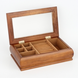 Šperkovnice dřevěná se skleněným víkem 28x17x8cm