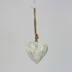 Srdce bílé na chalupu 19x8 cm