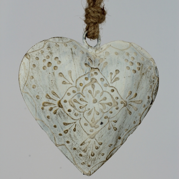 Srdce bílé na chalupu 19x8 cm