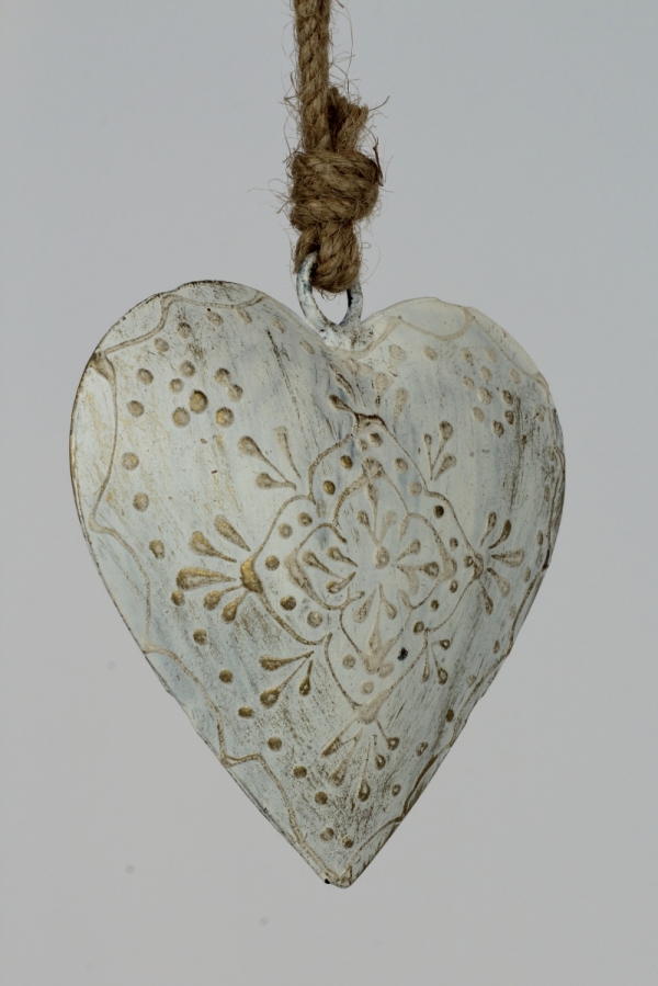 Srdce bílé na chalupu 19x8 cm