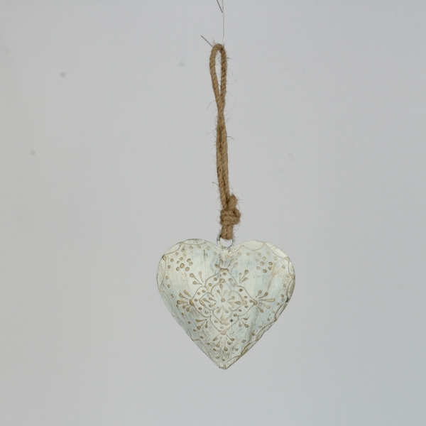 Srdce bílé na chalupu 19x8 cm