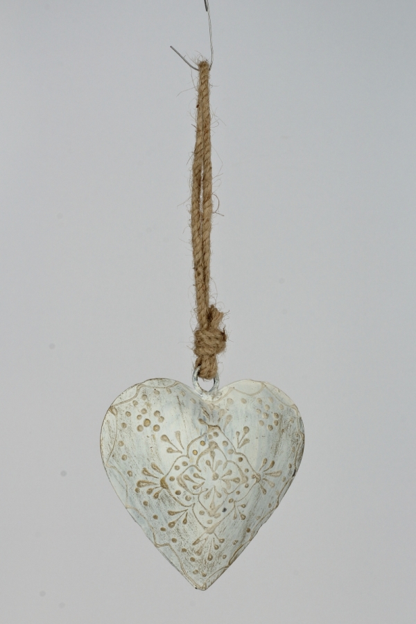 Srdce bílé na chalupu 19x8 cm