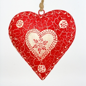 Srdce červené malované 32/18cm