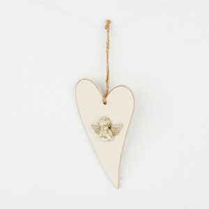 Srdce s andělem dřevěné 17x10cm