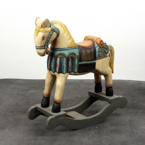 Starožitný dřevěný houpací kůň 47cm 