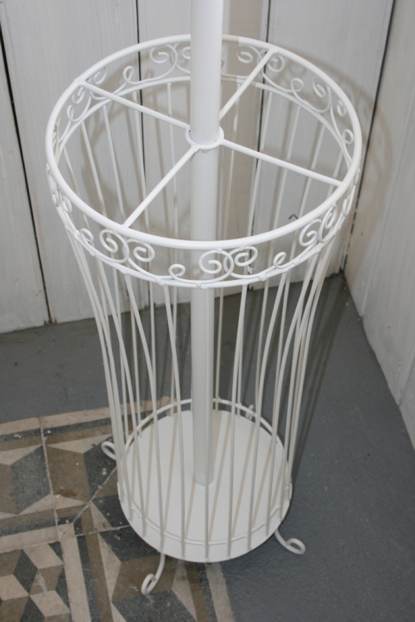 Stojací věšák na kabáty bílý kov 180 cm