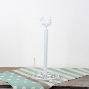 Stojan na kuchyňské utěrky bílý s kohoutem 43cm