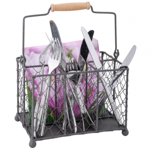 Stojan na příbory a ubrousky 21,2 x 14,8 x 16,3 kovový