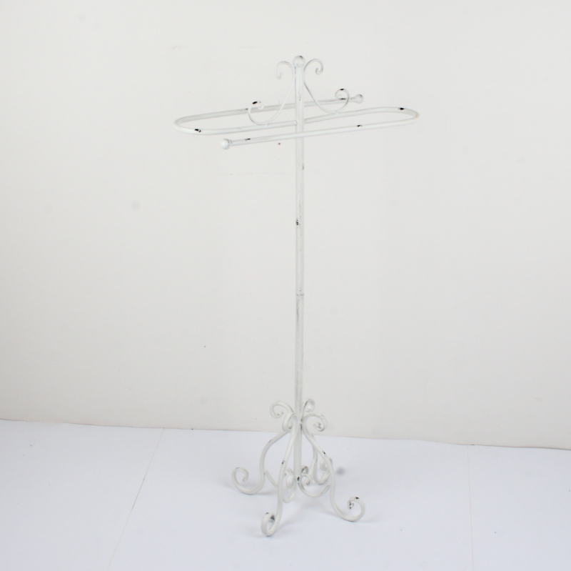 Stojan na ručníky bílý kov s patinou 96cm