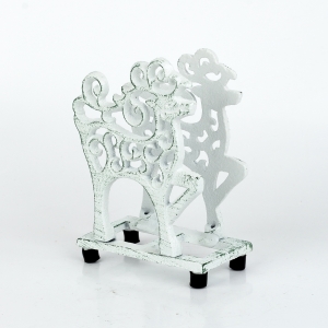 Stojan na ubrousky bílý jelen 10 x 14,5 x 10 cm litina