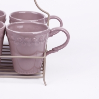 Stojánek na hrnečky + 4 hrnky Sedmikráska