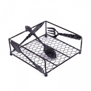 Stojánek na ubrousky - motiv příbory 19x19cm